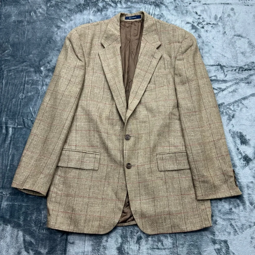 VTG Polo University‎ Ralph Lauren 41R Silk Blend Sport Coat Blazer Herringbone